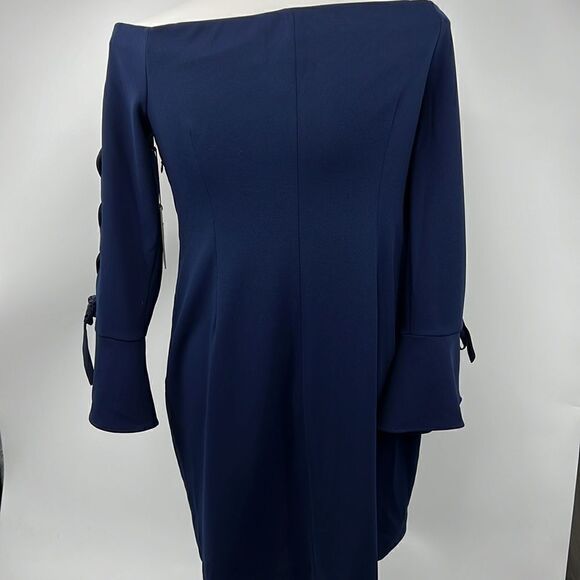 Vince Camuto navy off the shoulder arm lace up XL dress - Picture 6 of 6